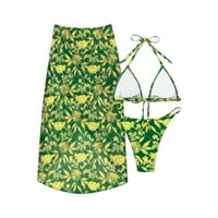 Booker ženski bikini set split tjelesni uzorak ispis svježi bikini tri seta bikini kupaći kostimi narančasti