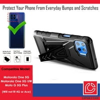 Capsule Case kompatibilan s Motorolom One 5g UW Motorola One 5G Moto G 5G Plus [ShockOtroof Cred Kickstand Holster Clip Clip Clear Crna] za sve prijevoznike
