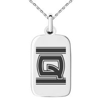 Pismo od nehrđajućeg čelika q Početni carmski monogram ugraviran mali pravokutni pas ogrlica ogrlica