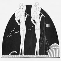 Art Deco skica sunčača u Deauville, poster Print Mary Evans Jazz Age Club Collection