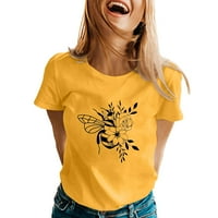 Dame majica s kratkim rukavima o vratnim pčelama Štampane slatka lagana ženska jednostavna odjeća Streetwear