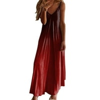 Žene Ljetne haljine Žene Ljeto Ležerne prilike Distrient V izrez Duga haljina bez rukava Ženska tenka