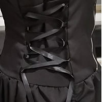 Ženske haljine Srednja duljina ispisana V-izrez sunčana haljina kratkih rukava crna 2xl