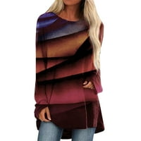 Ženske grafičke tiske dugih rukava majica modna posada pulover Comfy labav fit izlaska iz bluze