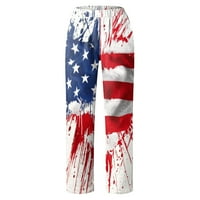 OciviesR Ženska dan Neovisnosti Američka zastava Štampari Šalbe Baggy Elastična struka Široka noga sa