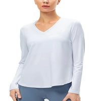 Cindysus Ladies Yoga majica Solid Color Workout Top V izrez Sport Tops Brzo sušenje fitness majica s