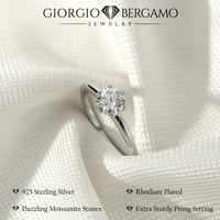 1. CTW moissanite okrugli pasijans zaručni prsten u sterlingu srebrnom, osnivačkom prstenu, Giorgio Bergamo veličine 5