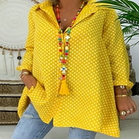 Kaveze žene vrhovi polka točkice bluza lapel majica labava tucijska košulja niz žutu m