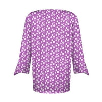 Žene Ležerne prilike, Ležerne prilike V-izrez Majice Saobavi puff kratkih rukava Tunički bluze Purple