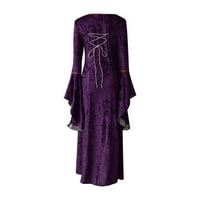 Lovskoo Ženska haljina za renesansu Halloween dugih rukava A-line haljina Vintage Srednjovjekovna trubačka