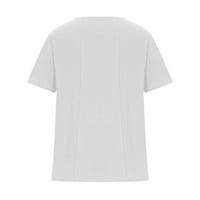 tklpehg ženske majice s kratkim rukavima za čišćenje modne lagane ljeto opušteno fit gumb za slobodno vrijeme posada za vrat kapka za rukav s rukavima cvjetna grafička bluza bijela 12