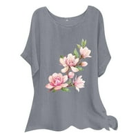 Hanzidakd vrhovi za žene Ljeto Ženski kratki rukav Clow cvjetni pismo tiskani majica TOP Ležerne majice Tee bluza