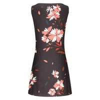 FINELYLOVE Sunčane haljine za ženu Ljetne haljine A-line visoko-nisko-niske bez rukava Floral Pink XXL