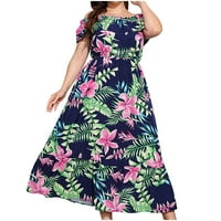 Dqueduo ljetne haljine za žene Boho Plus size cvjetni print casual maxi haljina s rukavima na ramenu