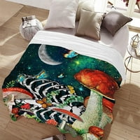 Nosbei meko bacanje pokrivač gljiva žaba pokrivač šumski umjetnički roman comfy fluffy quilt za krevet