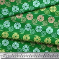 Soimoi Zelena pamučna kambrička tkaninska tkanina Stripe i mandala Print šiva šibice široko