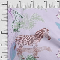 Onuone svilene tabby pastel ljubičaste tkanine tropske doodljene životinje sa lišćem DIY odjeće za prestanak tkanine za ispis tkanine sa dvorištem široko