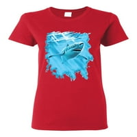 Ljubitelj životinja za plivanje morskog psa Ženska grafička majica, crvena, srednja