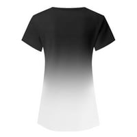Gyouwnl Womens vrhovi ženske modne tipice Ležerne gradijent V-izrez kratkih rukava s majicama