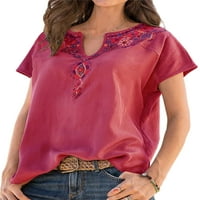 Hait majica kratkih rukava za žene cvjetne tiske tunike vrhove ljetnih V izrez majice
