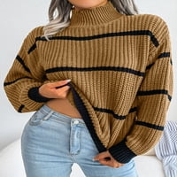 Eyicmarn ženski pleteni džemper Stripe s dugim rukavima Pulovers Spring Falchacke izrez Showers Streetwear