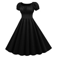 Mini haljine za žene ljetni kvadratni vrat kratki rukav retro 50-ih 60s vintage zabava ljuljačka haljina