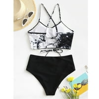 Yiwula ženski tie-dye suncokret za ispis bikini set dva kupaće kostim kupaći kostim za žene