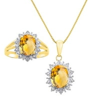 Nakit za žene 14k Žuto zlatna princeza Diana Inspirirana prstena i ogrlica W 18 Lanac dragulja i dijamanti
