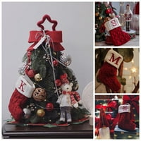 Božićne ukrase Božićne čarape sa inicijalima Veliki izvezeni slovo pletene crvene bijele božićne čarape za uređenje obiteljskih odmora i kamin Xmas Tree
