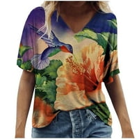 Košulje za žene Trendy Plus size Scenic okrugla Veličina Ležerni vrat plus cvijeće Štampanje bluza Žene