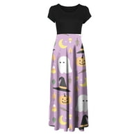 Ne propustite Himeway Fashion Ženski print casual okrugli vrat Spajanje kratkih rukava Dress Light Purple