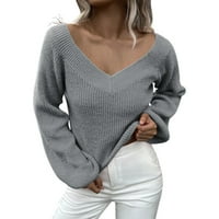 Kali_store Slatki džemperi za žene Ženski prevelizirani džemper Ležerne prilike za brod Dugi rukav sa