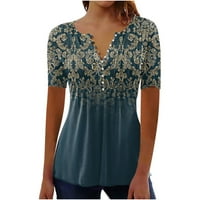 Shomport vrhovi za ženske majice majice kratki rukav V vrat Ležerne prilike ljetne tunike Comfy ugrađeni