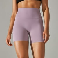 HHEI_K visoko struk joga hlače sa džepovima Tummy Control Ženske solidne joge kratke hlače u tijesnim