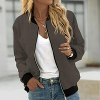 TOQOT Light Fall Jacket - Modni casual dugih rukava udobnih patentnih jakne za žene za žene smeđe veličine