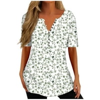 Ljetne ženske košulje Ženska modna casual s kratkim rukavima tiskani okrugli izrez Loop Top Green XXL