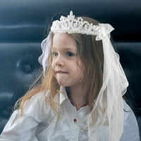 Čipka veo osjetljiva cvjetna djevojka velovi krune dva sloja bijele vjenčane zajedništvo kose vijenac