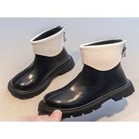 Djevojke dječake čizme za gležnjac patentni zatvarač kratki čizbi plišani postrojeni boot školi Neklizajući čizme haljine modne zimske cipele crne 3Y