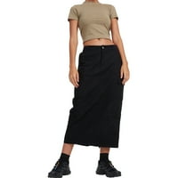 Ženske suknje Midi Dužina Cvjetni kruti Ležerni Clist Slim Back Split Jean sa džepovima Midi suknje