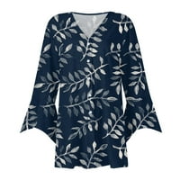 Dužina rukava za žene za žene Otvoreno prednje tipke dolje majice Retro cvjetni kimono kardigan casual