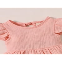 Izhansean Ljetni novorođenčad Dječji djevojčice Solid Boja rufne rukave ruff na vrhu kratkih hlača ružičaste 6- mjeseci