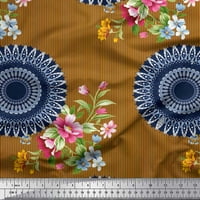 Soimoi Japan Crepe Satin Tkaninski trak, cvjetni i mandala tkanini otisci sa dvorištem širom