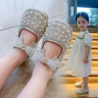Little djevojke Marije Jane Bow Glitter Biserl Ballerina Stanovi princeza cipele s kliznim cipelama