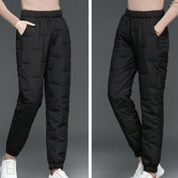 HFYIHGF Ženske pantske hlače za zimske tople elastične visokog raskopane hlačenih konusnih puffera
