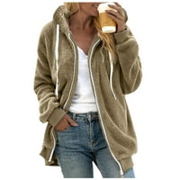 Ženska plus veličina pulover pulover s kapuljačom toplim vunenim plišanim kaputom