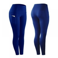 Sport High Refle elastične gamaše hlače za žene Slim Stretch kompresion Sportska odjeća casual joga jogging sport pant sa džepom, plavom, xl