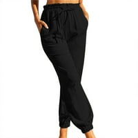 NSENDM Ljetne hlače za žene Ležerne prilike za lagane duge, ženske ležerne hlače visoke struk široke