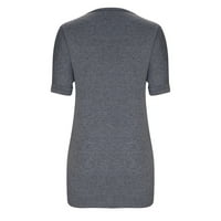 Cethrio prevelike majice za žene - modni tiskani povremeni kratki rukav s kratkim rukavima V-izrez, siva bluza