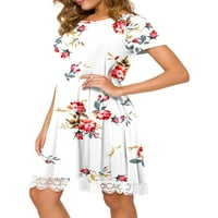 Avamo dame baggy cvjetni print majica haljina kratki rukav labavi mini haljine ljuljaju boemian sandress