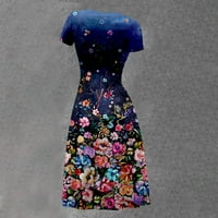 Haljine u inleife za žene Modni ženski casual kratkih rukava V-izrez dame plutaju dress tanke simne